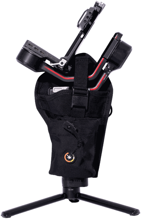 Gimbal Holster V2 holding a DJI gimbal on a tripod