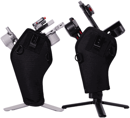 The original Gimbal Holster beside the V2, showing the wider openings and new front pocket
